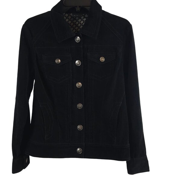 Womens Dark Academia Fall Layering Boho Y2K Western Fashion Black Denim Jacket S - Picture 1 of 15